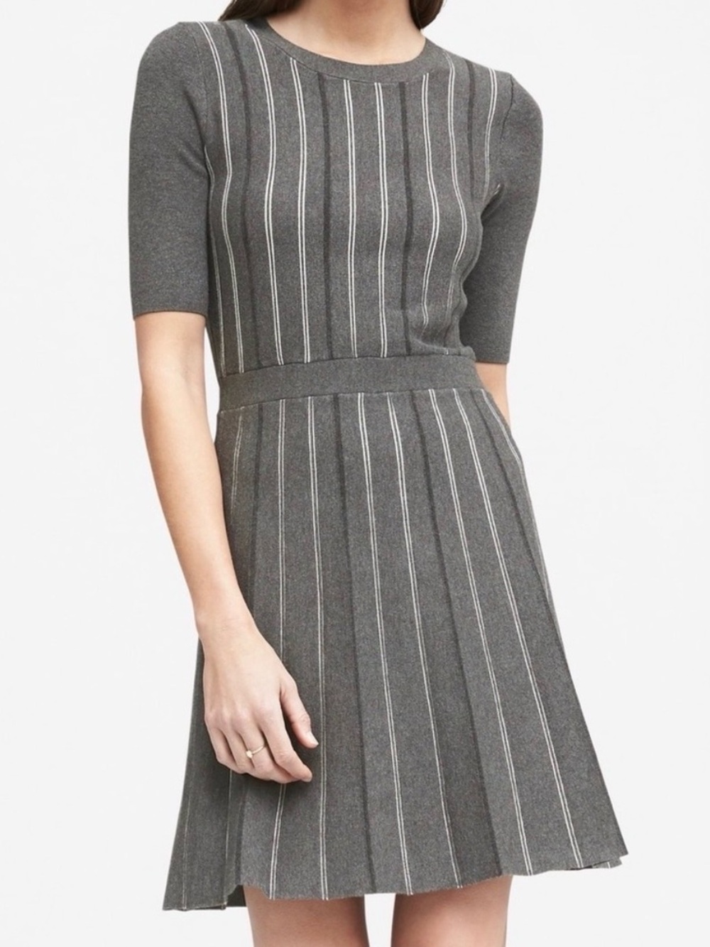 Banana Republic Striped Fit and Flare Sweater Dress